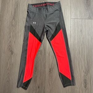 Under Armor Heat Gear Women Size Medium M Compression Leggings Gray and Orange